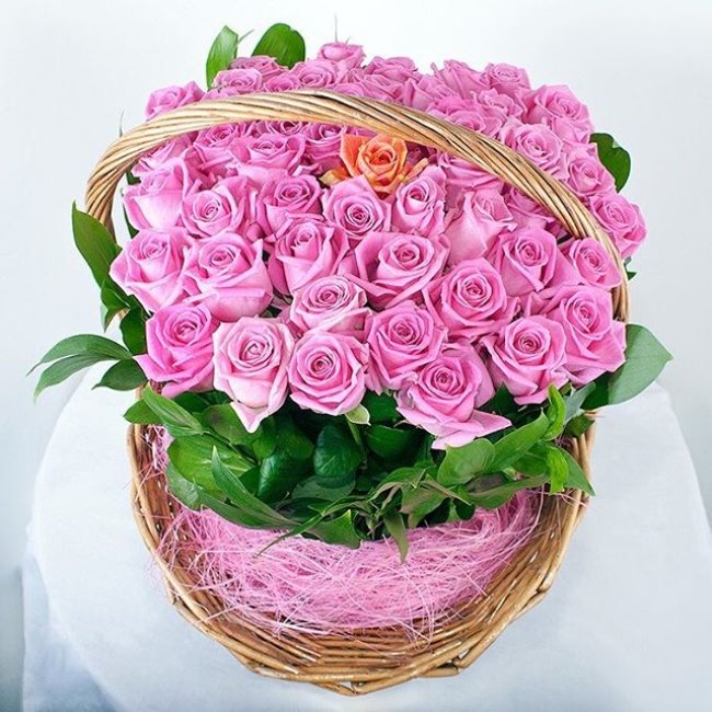 Корзина с розами 51 роза