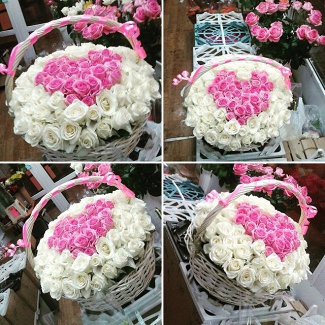 Корзина с розами 75 роз