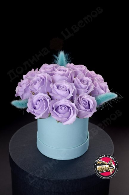 Мыльная роза (фиолетовая, голубая коробка)