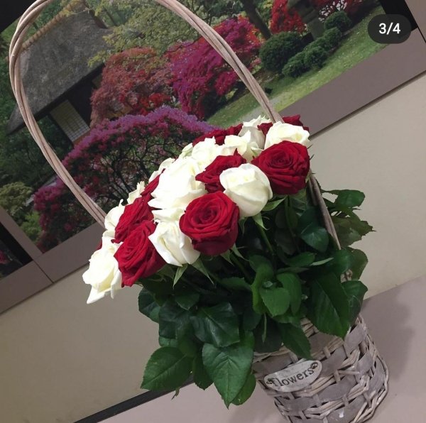 Корзина с розами 35 роз