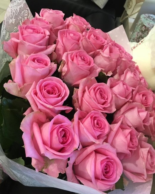 Роза Ревиваль (розовая). Букет из 35 роз. Высота 50 см
