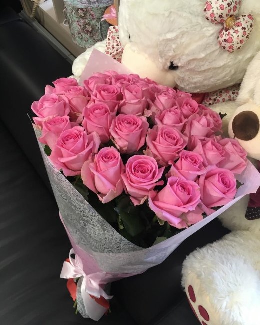 Роза Ревиваль (розовая). Букет из 35 роз. Высота 70 см