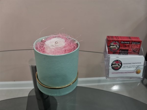 Роза белая в круглой коробке